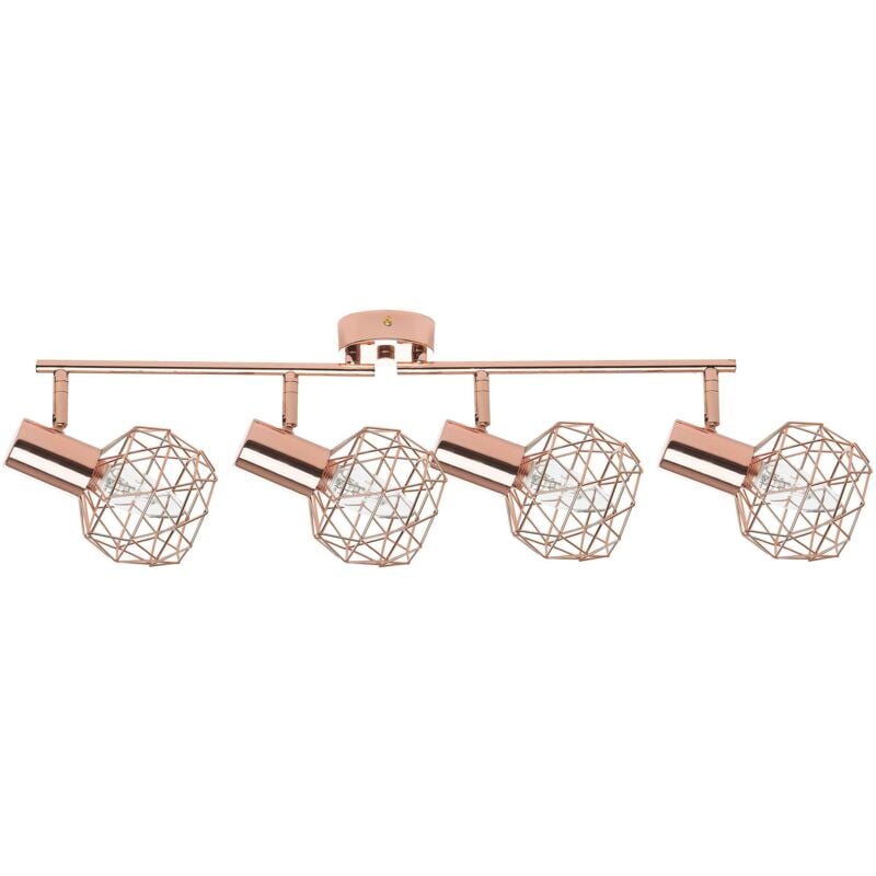 Luminaire Plafonnier Design en Métal Cuivré avec 4 Abat-jours Géométriques E14 40W pour Éclairage de Salon ou Chambre au Style Moderne Urbain Beliani