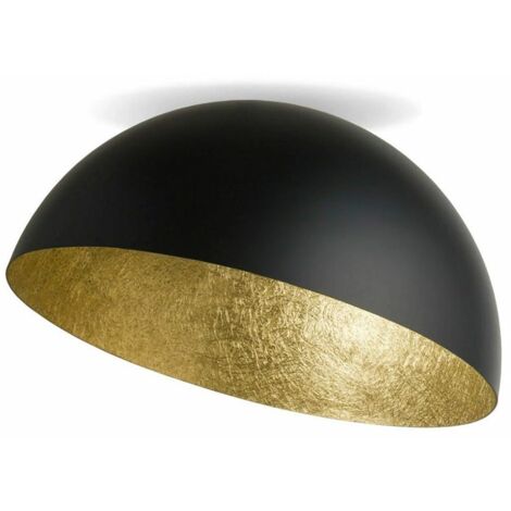 Plafonnier D500 Pour Ampoule LED E27 Noir Mat et Doré Zambelis