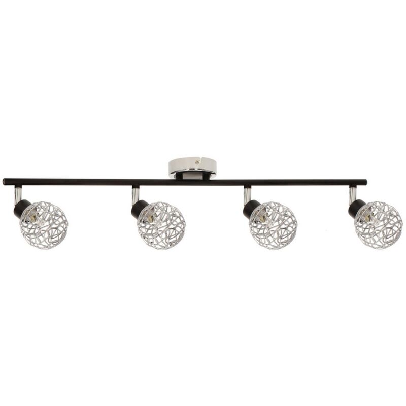 Plafonnier Davis, Métal, Noir, Argent, 62x9x11 cm