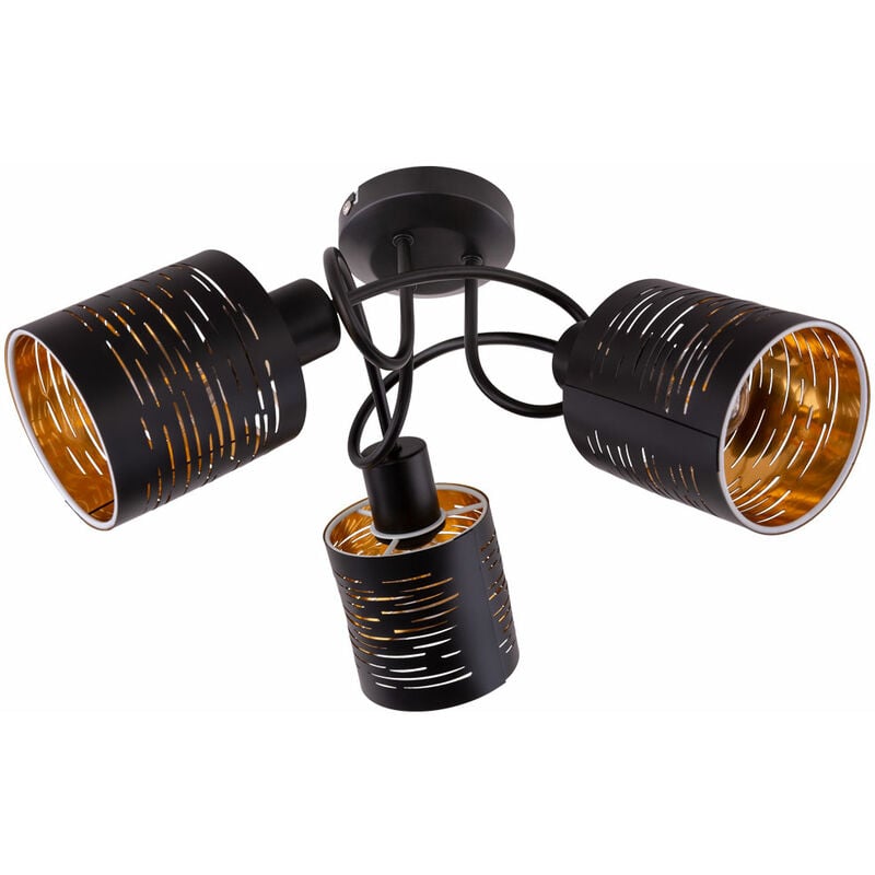 Plafonnier décor poinçonnage design spot noir or salon éclairage spot rondelle lampe