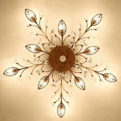 Plafonnier de branche en cristal de style moderne, plafonnier semi - encastré à lumière chaude, plafonnier de chambre à coucher