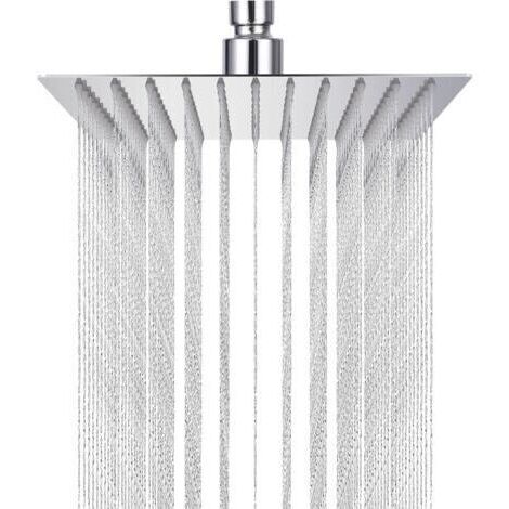 Plafonnier de douche carré de 10 pouces, tête de douche pluie en acier inoxydable 304, rotation à 360°, facile à installer et à nettoyer, 25 cm