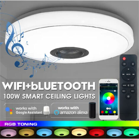 Plafonnier de salon, lampe LED à changement de couleur RVB, contrôle audio Bluetooth, adapté aux rassemblements et aux lampes d'ambiance de fête