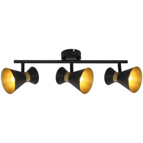 Plafonnier déco métal noir/or Breda 3xE14 40W Reality