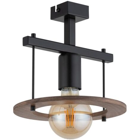 Plafonnier déco scandinave noir/bois Coffee 1xE27 Sigma