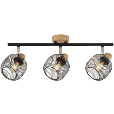 Plafonnier décoratif 3xE14 23W IP20 – Noir et bois
