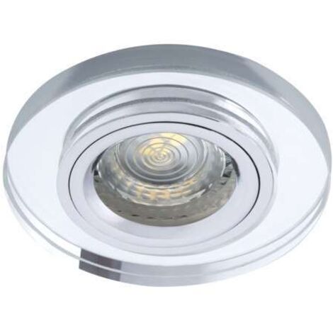 Plafonnier décoratif encastré - Verre argent - Rond 90mm - MR16