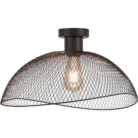 Plafonnier décoratif métal noir grillagé E27 Diam 450mm