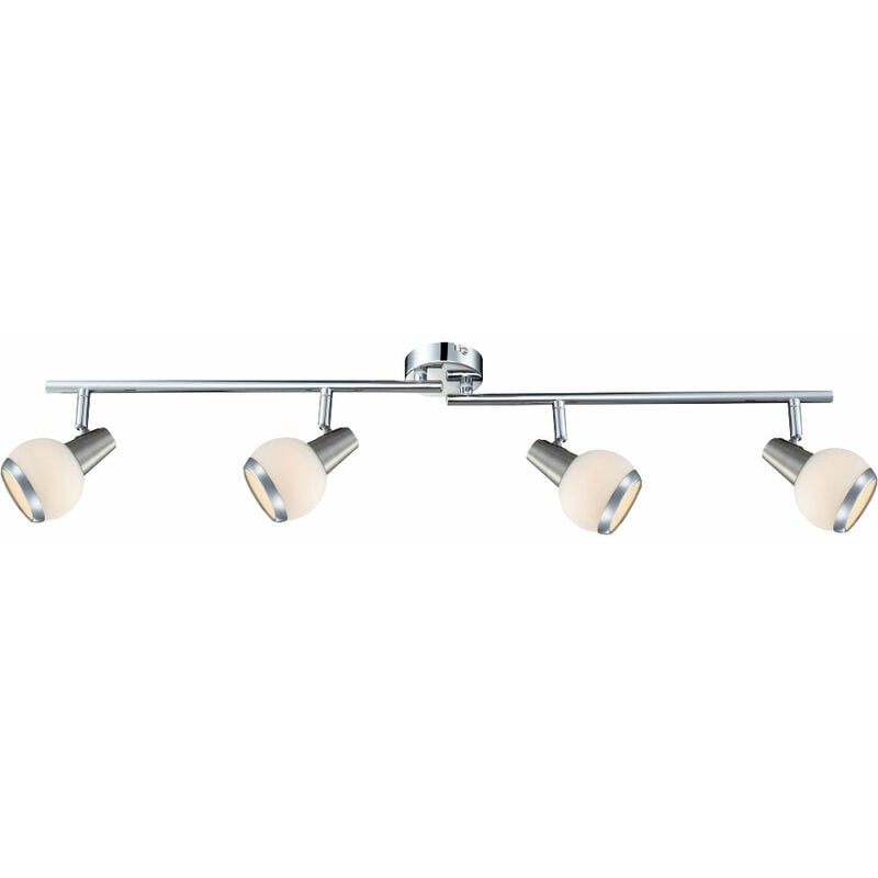 Plafonnier plafonnier spot lampe de salon lampe de salle à manger, 4 spots d'ampoule mobiles, verre chromé nickel mat, led 4x 3W 4x 300Lm blanc