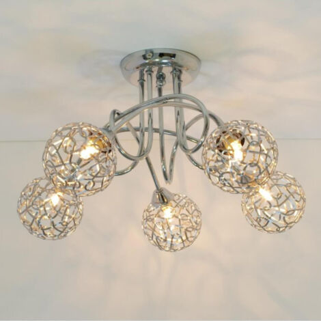 Plafonnier design 5 boules Aphyse - Argenté / Chromé