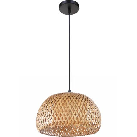 Plafonnier Design Boho Bali tressé Talli - Bambou Bois naturel