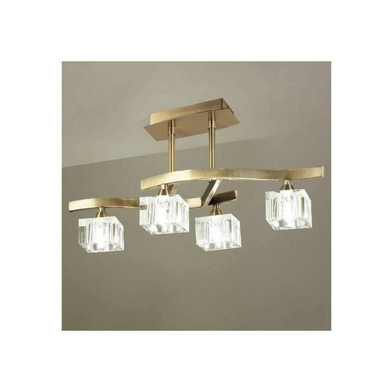 Mantra Coleccion - Plafonnier design Cubic Laiton 4 Lampes - Doré