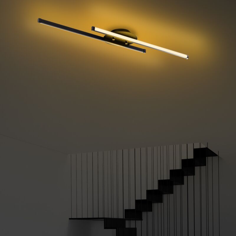 Lustre led Noir avec Cadre en Métal, 86 cm Largeur, 5 cm Hauteur, Pour Bureau Moderne ou Salon