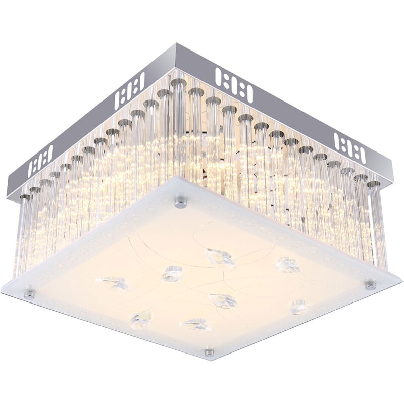 Plafonnier led design avec suspensions et barreaux en cristal heidir