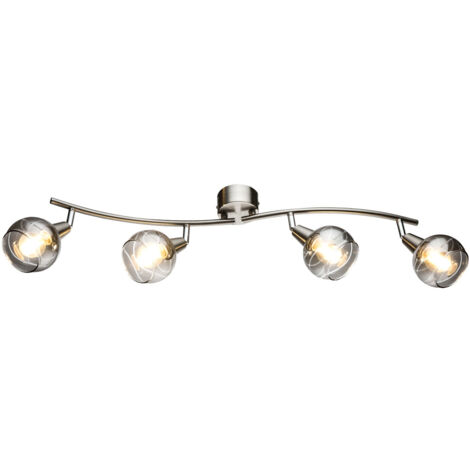 Plafonnier design LED salon salle à manger spot bar verre fumé spot orientable