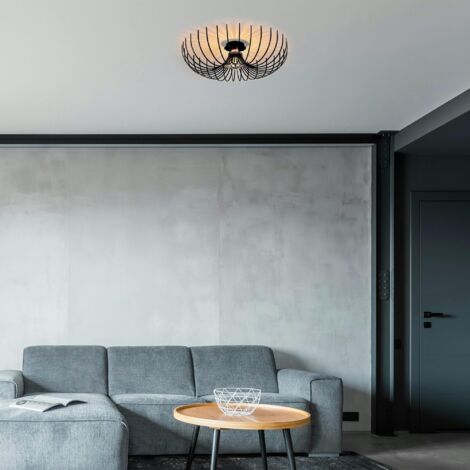 Plafonnier design métal noir filaire forme corolle ERZIN