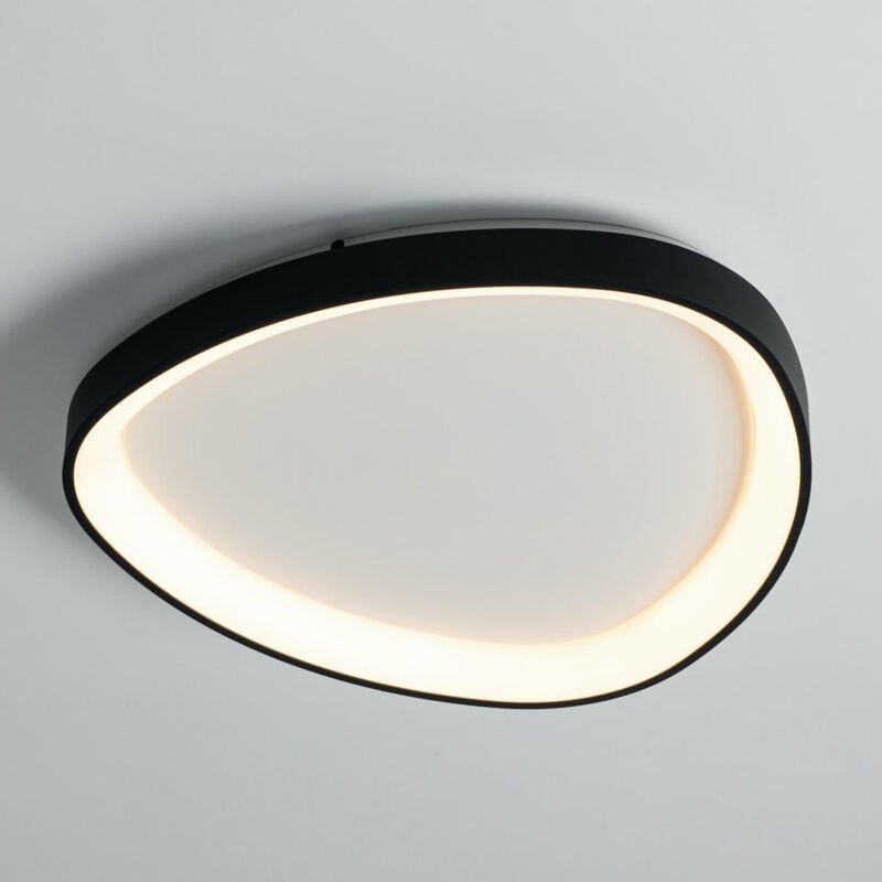 Plafonnier design ovale cercle noir led dimmable 42 cm - Mesiano