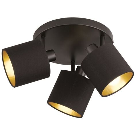 Plafonnier design, Plafonnier rond 3L Tommy Noir en Metal, TRIO