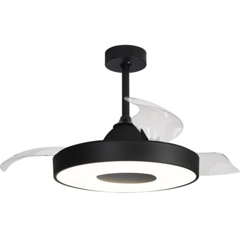 Plafonnier design, Plafonnier Ventilateur Coin Fan led 60W Noir en Plastique, MANTRA