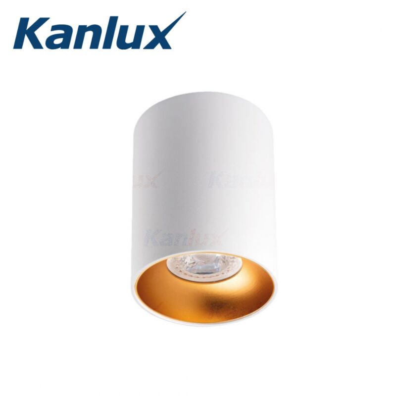 Kanlux – Plafonnier aluminium blanc/or GU10 25W IP20 – Fixation saillie – Ø85mm pour espaces résidentiels – Éclairage d'accentuation Kanlux – Plafonnier aluminium blanc/or GU10 25W IP20 – Fixation saillie – Ø85mm pour espaces résidentiels – Éclairage d'accentuation