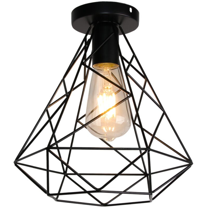 Plafonnier Diamant Noire Lampe De Plafond D'Intérieur Antique, Abat-Jour En Métal Luminaire Plafonnier Rétro Pour Chambre à Coucher, Café, Bar