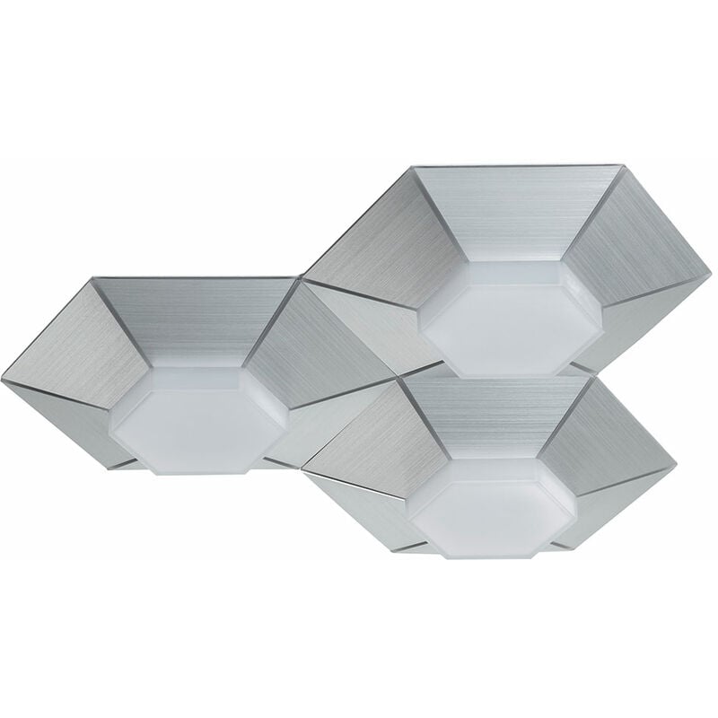 Plafonnier dimmable via interrupteur mural Plafonnier led salon, aluminium brossé, 15W 1200lm blanc chaud, LxH 40x8,5 cm Wofi 9165.03.63.9000