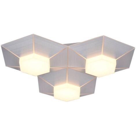 Plafonnier dimmable via interrupteur mural Plafonnier LED salon, aluminium brossé, 15W 1200lm blanc chaud, LxH 40x8,5 cm, Wofi 9165.03.63.9000