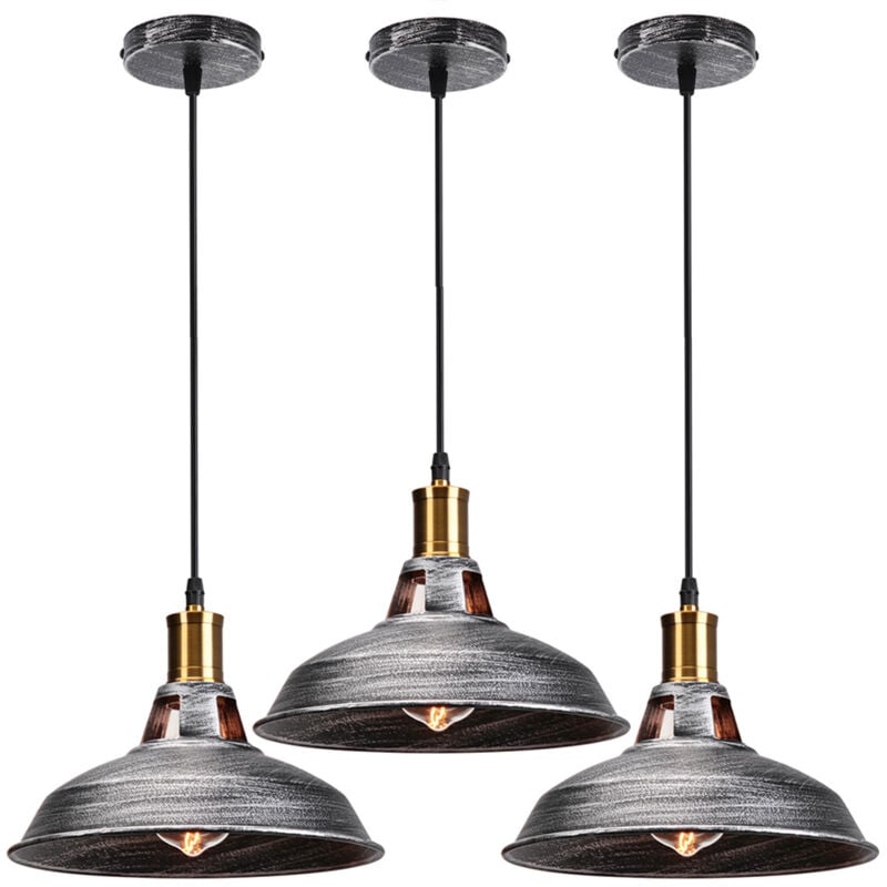 Norcks - Plafonnier D'Intérieur Suspension Luminaire Rétro En Métal Lampe à Suspension Vintage Pour Ferme, Cuisine, Couloir (3PCS)