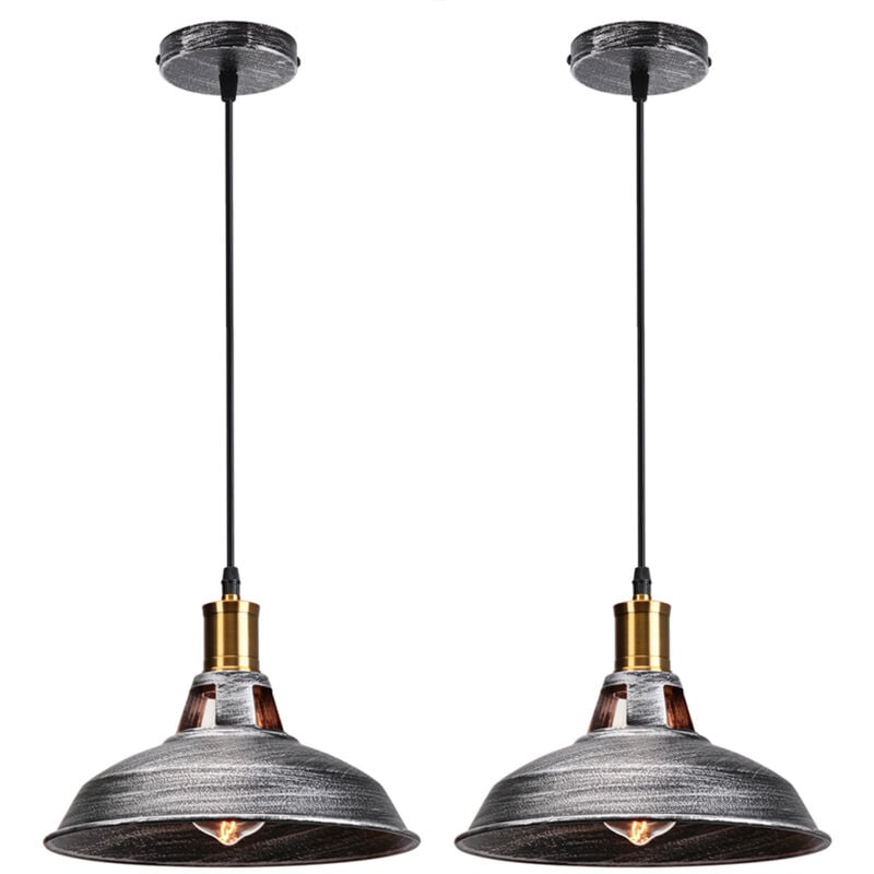 Norcks - Plafonnier D'Intérieur Suspension Luminaire Rétro En Métal Lampe à Suspension Vintage Pour Ferme, Cuisine, Couloir (2PCS)