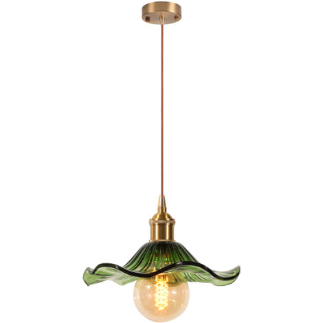 Plafonnier D'Intérieur Vintage Suspension Luminaire En Verre Lustre Rétro Suspension Moderne En Verre Pour Salon, Chambre, Couloir Vert