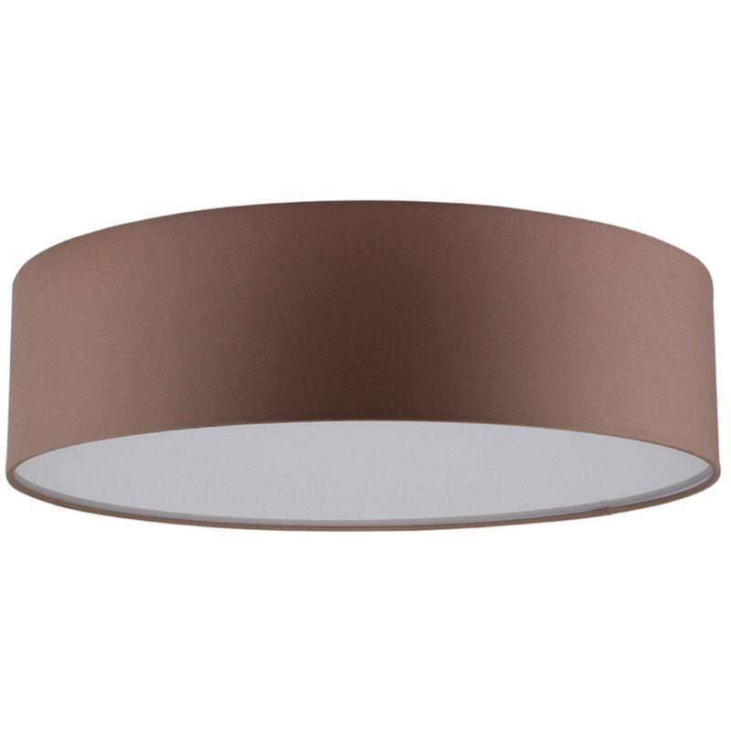 Epikasa - Plafonnier Domml, Métal, Tissu, Blanc, Marron, 38x38x13 cm