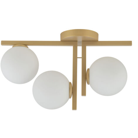 Plafonnier doré 3 globes verre blanc G9 Sigma Andy