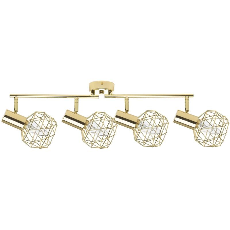 Luminaire Plafonnier Design en Métal Doré avec 4 Abat-jours Géométriques E14 40W pour Éclairage de Salon ou Chambre au Style Moderne Urbain Beliani