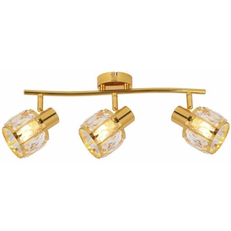 Plafonnier doré Crownie 3 globes cristal E14 40W Reality
