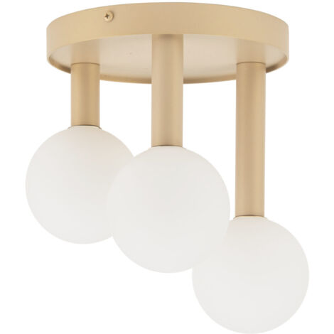 Plafonnier doré moderne 3 globes blancs Perla G9 Sigma