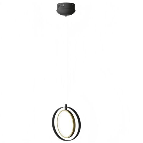 Plafonnier double anneau luxueux noir et or, lumière 6500K, aluminium et silicone, style artistique minimaliste