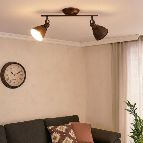 Plafonnier double couleur rouille 2x E14