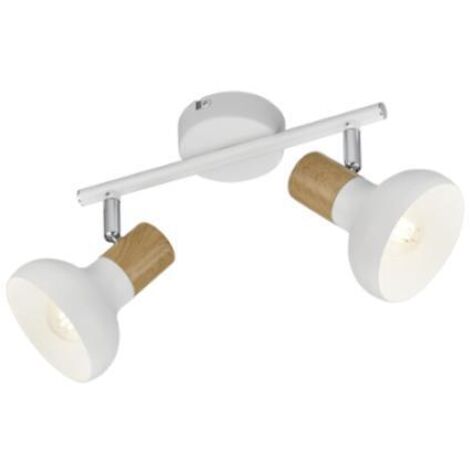 Plafonnier double LATIKA RL métal blanc/bois 2xE14 10W