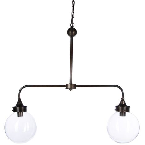 Plafonnier double - métal, verre 103 x 25 x 193 cm