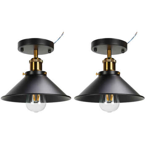 Plafonnier E27 industriel noir en fer forgé pour cuisine, ferme et couloir, 85-240V