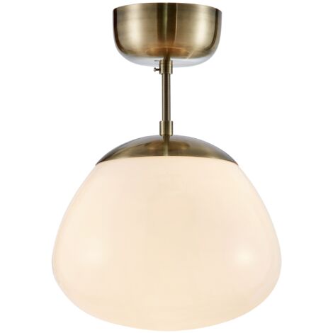 Plafonnier e27 max 40w verre opale blanc et laiton antique - markslojd - rise 88854864 88854864 88854864 88854864