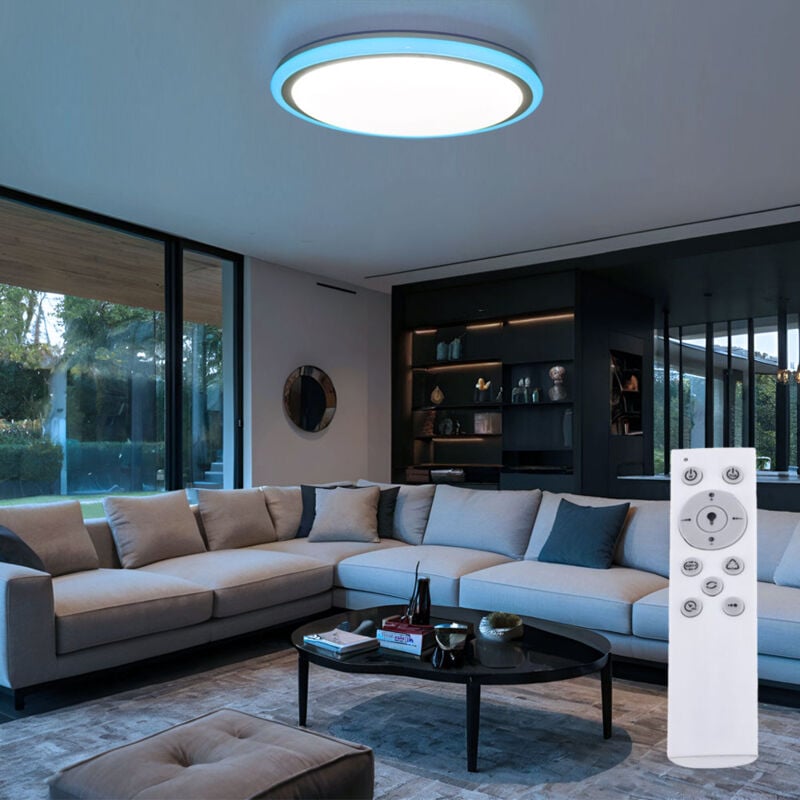 Etc-shop - Plafonnier plafonnier lampe de salon lampe de chambre lumière du jour, métal plastique blanc, télécommande dimmable rgb led effet étoile,