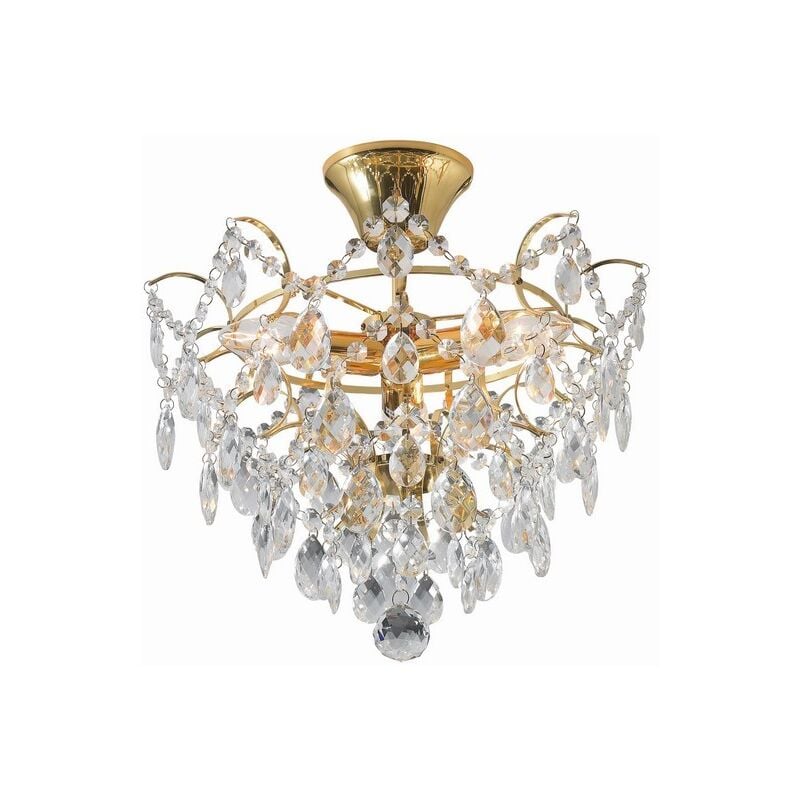 Markslojd - rosendal - Plafonnier semi-affleurant à 3 ampoules en cristal doré, E14