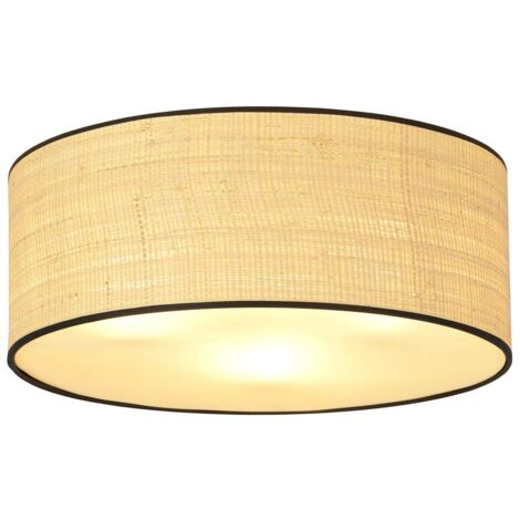 Plafonnier Emibig Aston rond 3xE27 rotin noir 50 cm