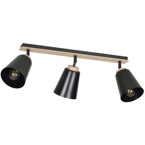 Plafonnier Emibig Atlas 3 90cm réglable 3xE27 noir/bois