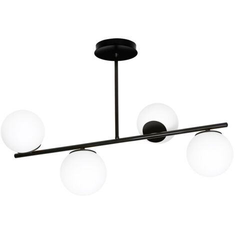Plafonnier Emibig BIOR noir/blanc verre 4xE14 80 cm