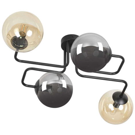 Plafonnier Emibig Brendi 4xE14 noir multicolore métal verre
