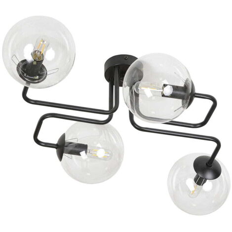 Plafonnier Emibig Brendi 4xE14 noir verre clair 55cm