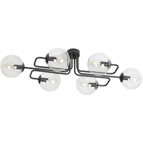 Plafonnier Emibig Brendi 6xE14 noir verre clair IP20