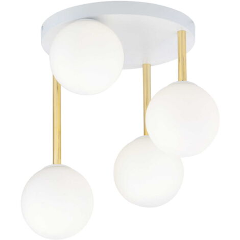 Plafonnier Emibig DOLCE 4xE14 verre blanc doré 40cm